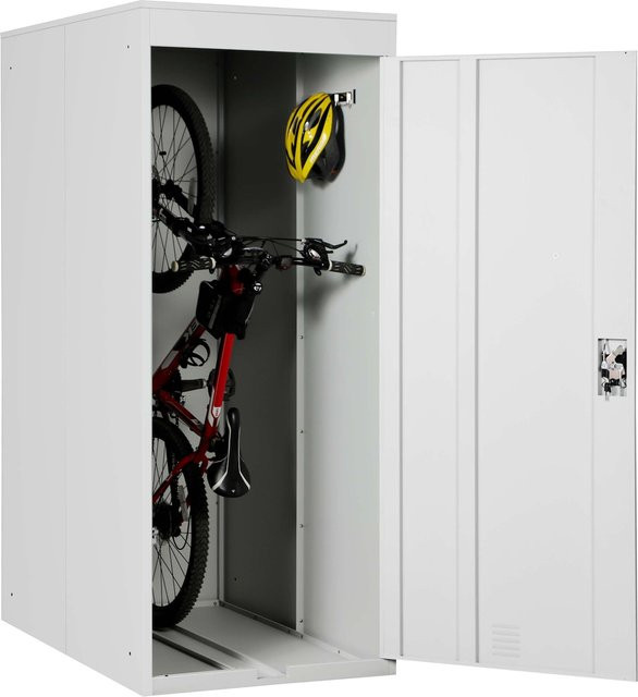 Fahrradgarage MCW-H66 aus Metall, abschließbare Fahrradbox und Gerätehaus, erweiterbar, hellgrau - Bild 1