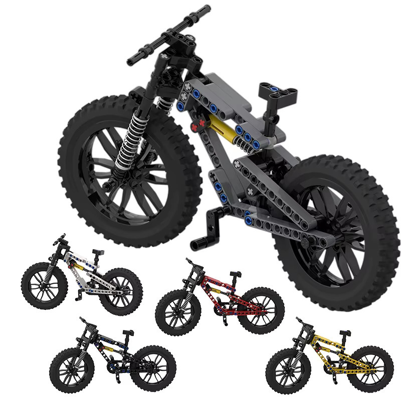 wishiot Off-Road Mountainbike Downhill, Baustein Simulation Modell, Rot Schwarz - Bild 2
