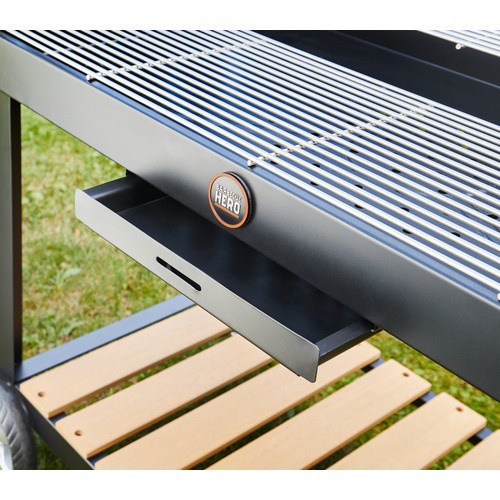 BBQ Hero Holzkohlegrill Vereinsgrill aus Edelstahl in Schwarz mit Grillfläche 99 x 57,5 cm - Bild 3