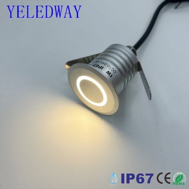 YELEDWAY LED Einbauleuchte IP67 für Garten und Treppen, weißer runder Bodenstrahler mit 1W, wasserdichter Unterflur-Scheinwerker für Außenbereiche - Bild 1