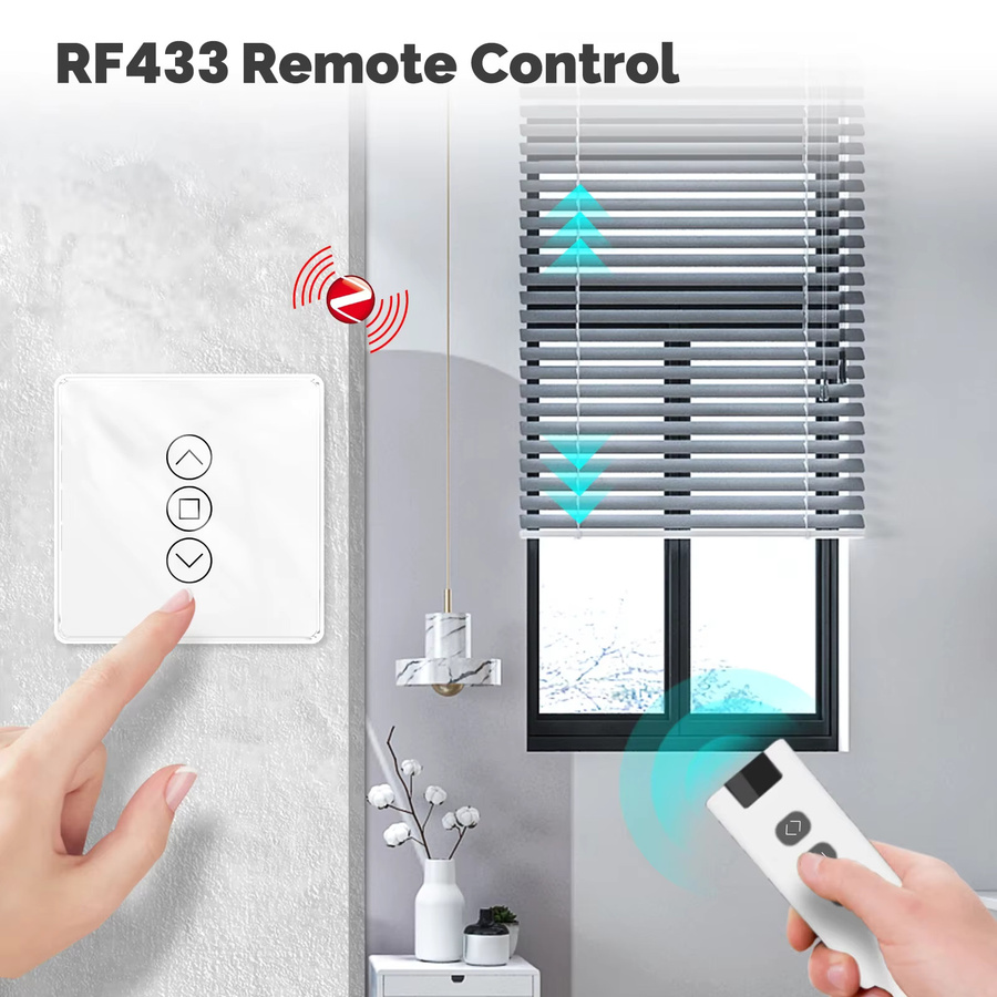 MOES Tuya ZigBee Smart Vorhangschalter mit RF433 Unterstützung, Arc Glas Touch Panel in Weiß, kompatibel mit Alexa und Google Home - Bild 3