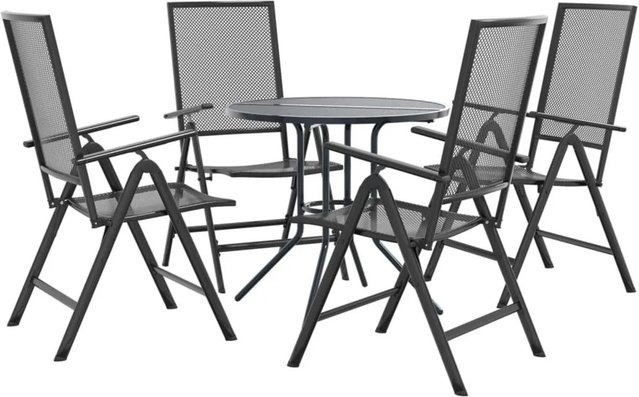 Furnicato Gartenstuhl Set Anthrazit aus pulverbeschichtetem Stahl mit Gitter-Design, B/T/H: 57 x 61 x 94 cm - Bild 1