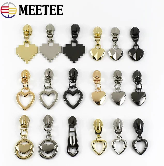 Meetee Nylon-Reißverschluss-Abzieher in Herz-Form, Reparaturschieber für Kunststoff-Reißverschlüsse, Multicolour - Bild 1