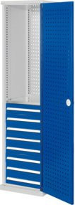 Kappes Schubladenschrank RasterPlan schmal mit 6 Lochplattentüren in Grau, H: 195 cm, B: 60 cm, T: 60 cm - Bild 1
