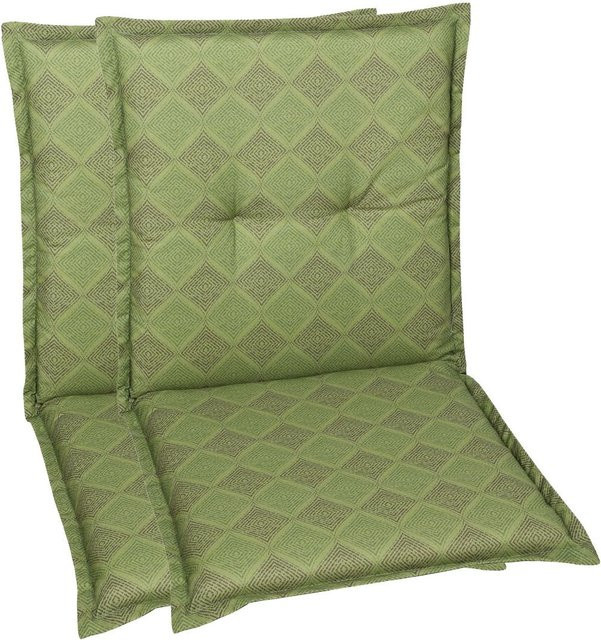 GO-DE TEXTIL Gartenauflage Raute für 2er Set Niederlehner in Grün mit Schaumstofffüllung - Bild 1