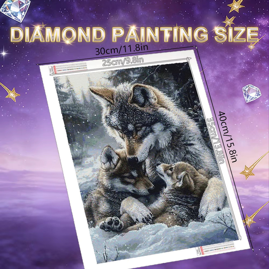 HUACAN Diamantmalerei Wolf im Winterwald als Mosaik-Set in Multicolour für die Heimdekoration - Bild 2