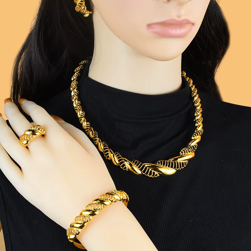 Schmuck-Set Halskette und Ohrringe, Gold, Damen - Bild 2