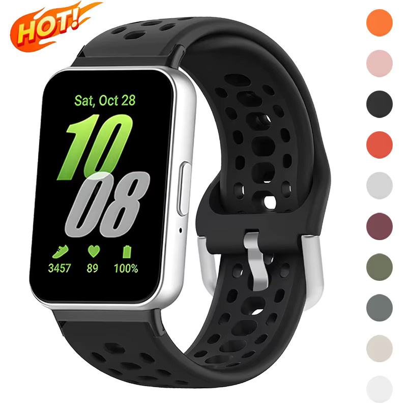 CAOWTAN Uhrenarmband Silikon, Schwarz, Unisex, Samsung Galaxy Watch Fit 3 - Bild 1