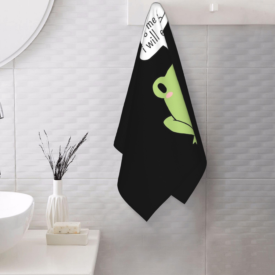 Saugfähiges Baumwollhandtuch mit Frosch-Motiv, weiß, B: 30 cm, H: 60 cm - Bild 4