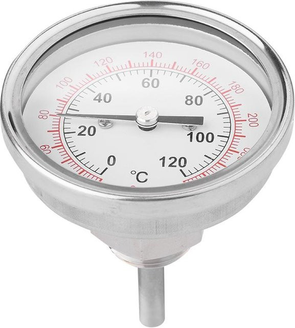 CosyHome Bimetall Thermometer für Ofen und Grill mit Doppelskala, 62 mm, Weiß/Silber - Bild 1