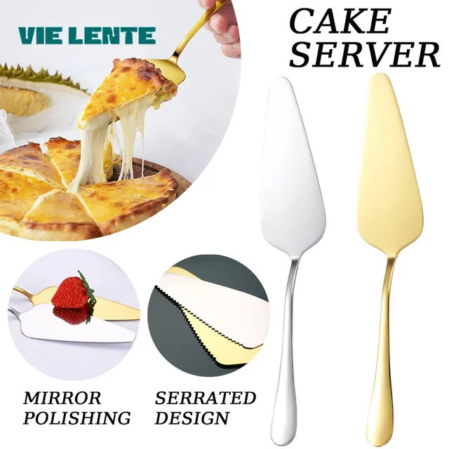 Kuchenserver aus Edelstahl mit gezacktem Rand von VIE LENTE in Silber und Bunt - Bild 1
