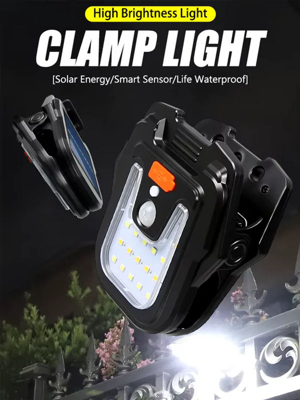 KDULIT Solar-Clip-Lampe mit Bewegungsmelder und Notfall-Nachtlicht in Schwarz für Garten und Zaun - Bild 7