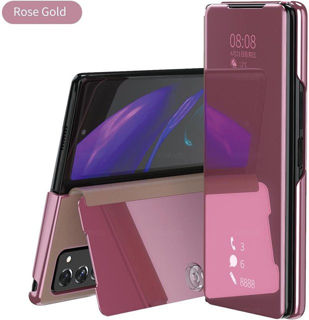 Spiegel Klapphülle mit klarer Sicht und integriertem Ständer für Samsung Galaxy Z Fold 2 3 4 5 6 7 in Multicolour und Pink - Bild 1