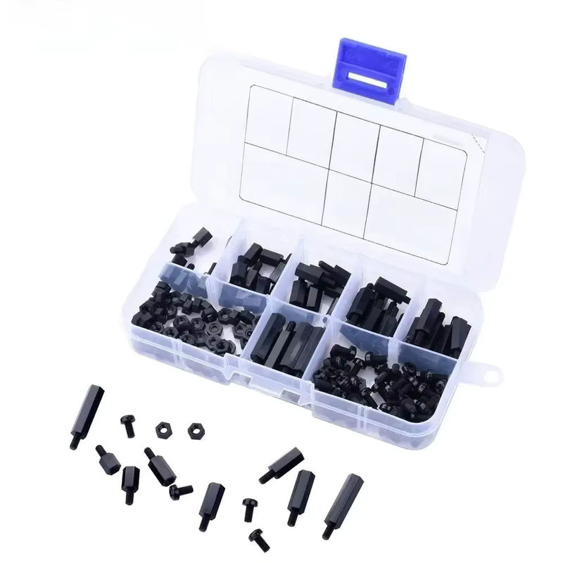 Skeyo 180er Set Sechskant-Nylon-Abstandshalter mit flachem Kopf in Schwarz und Weiß - Bild 6
