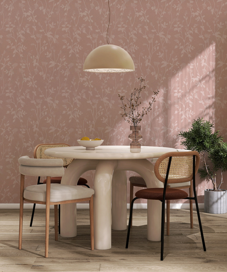 Sian Zeng Tapete Feather Plant in Pink mit botanischem Floral-Design aus Vlies - Bild 1