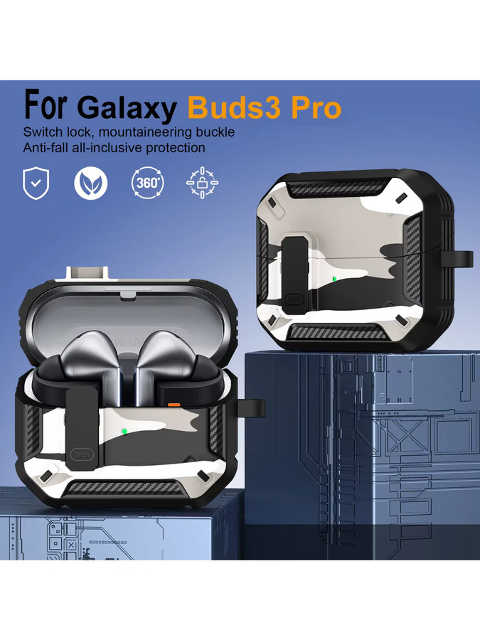 Sicherheits-Schutzhülle im Camouflage-Design für Samsung Galaxy Buds 3 Pro mit Haken in Multicolour - Bild 6