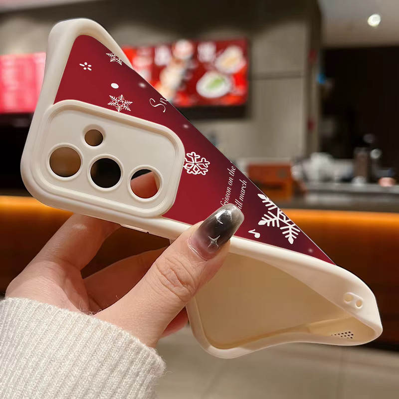 Schneeflocken Handyhülle für Samsung Galaxy S25 S24 S23 S22 Ultra FE A56 A36 A26 A16 A17 A55 A54 A15 5G in Rot mit Randabdeckung - Bild 3