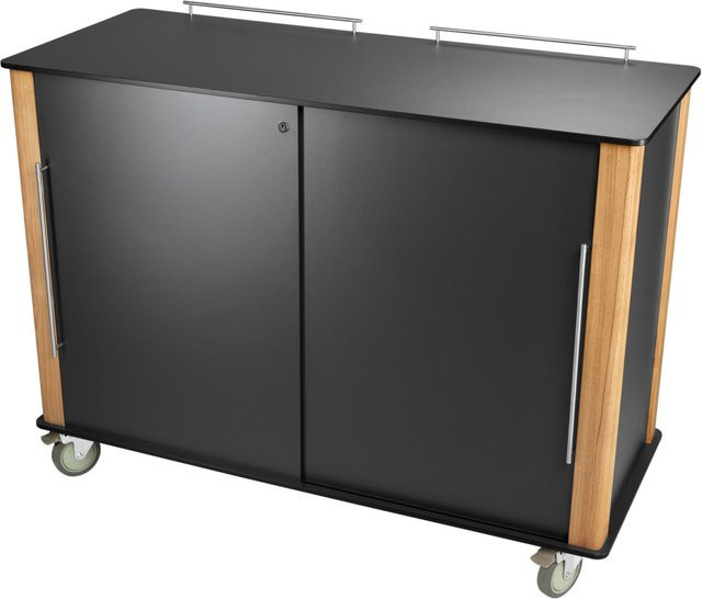 VEGA Outdoor-Servicestation Barugo in Anthrazit und Teak mit silbernen Griffen, B/T/H: 145 x 60 x 90 cm - Bild 1