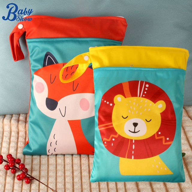 Babyshow Waschbarer Wet Dry Bag für Babywindeln, wasserdichte und wiederverwendbare Windeltasche mit zwei Reißverschlüssen, B/H: 25 x 35 cm - Bild 1