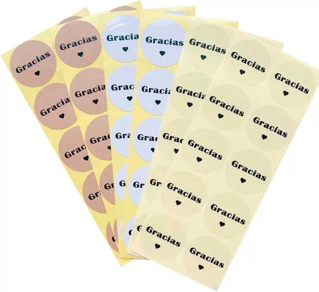 100 Stück runde Siegelaufkleber transparent mit Gracias Aufdruck für Lebensmittel und Dekoration - Bild 1