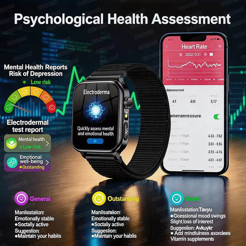 TAVYU Smartwatch für Herren in Schwarz mit HD AMOLED-Bildschirm, EKG, SpO2, Blutdruckmessung und Bluetooth-Anruf Funktion - Bild 4
