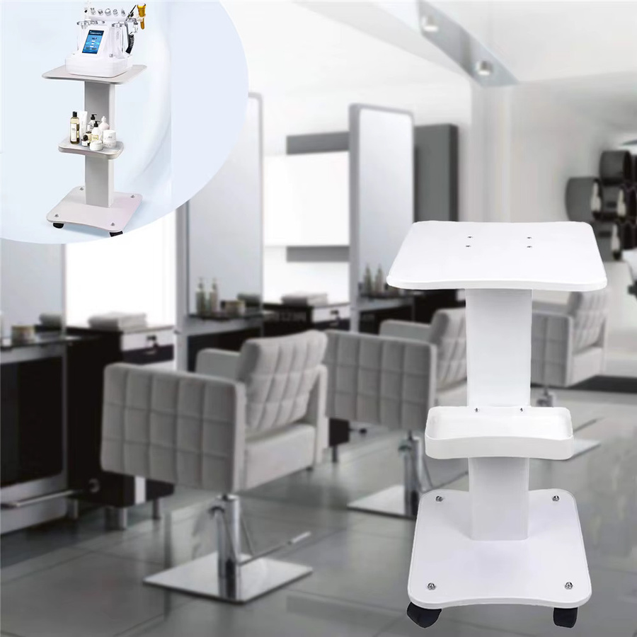 HGTUGO 3-stöckiger Salon-Trolley in Weiß, moderner Arbeitswagen für Kosmetikstudios und Friseure mit geräuschlosen 360° Rollen und einer maximalen Belastbarkeit von 40 kg - Bild 2