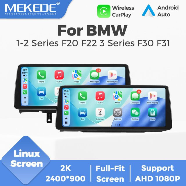 MEKEDE Intelligentes Linux-System Autoradio mit 12,3 Zoll Display für BMW 1er 2er Serie F20 F22 und 3er Serie F30 F31, NBT-System Multimedia-Player mit kabellosem CarPlay und Android Auto, Schwarz - Bild 1