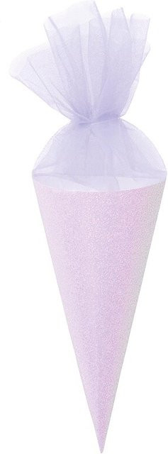 Rico Design Schultüte Rohling mit Tüllverschluss und Glitter in Violett - Bild 1