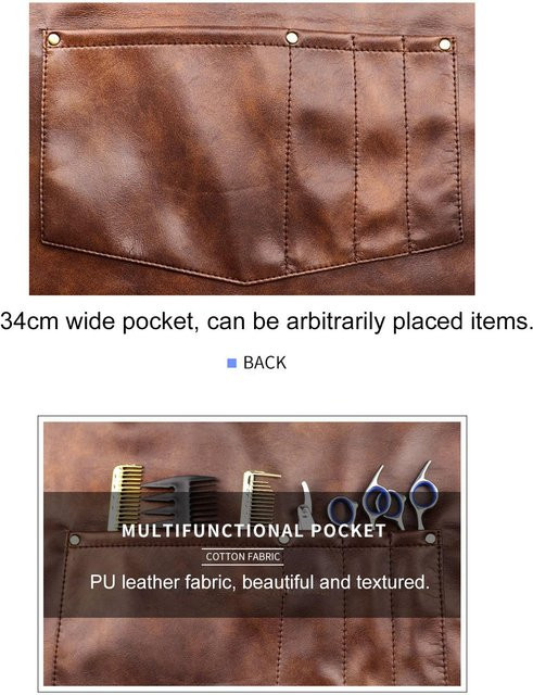 Wasserdichte PU-Lederschürze von shoemst in Braun mit Taschen und Überkreuz-Rückenband für Männer und Frauen - Bild 1