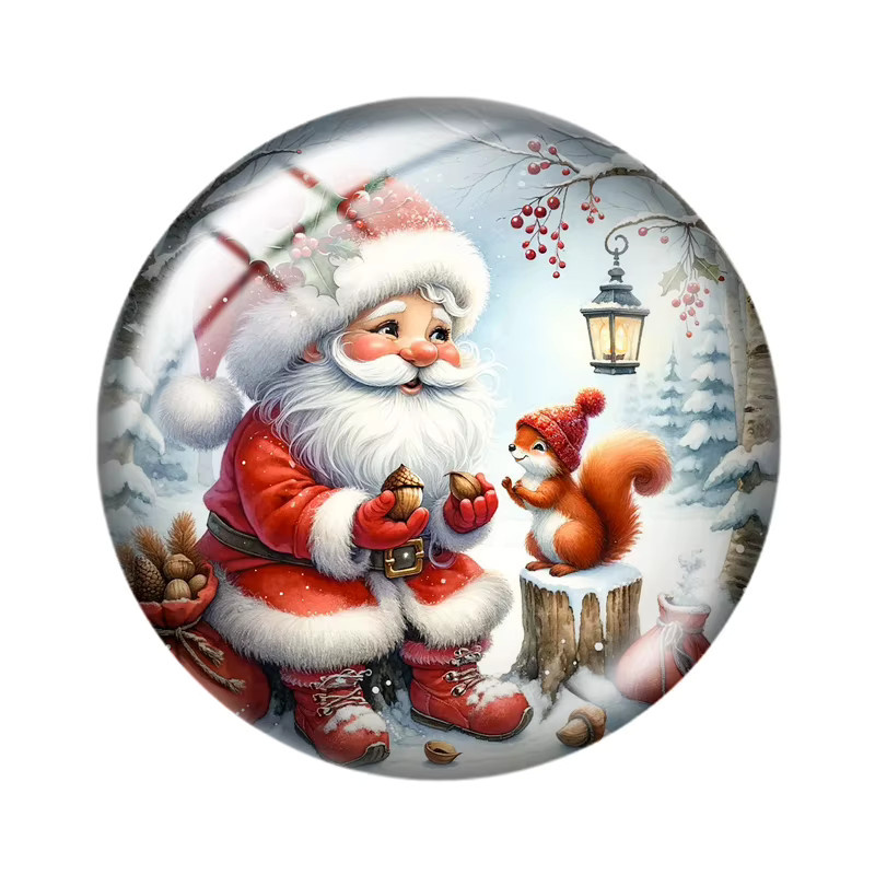 Foto-Glas-Cabochon Weihnachtszwerg, rund, 12 mm/16 mm/18 mm/25 mm, Bunt - Bild 2
