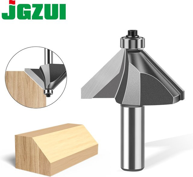JGZUI 45 Grad Abschrägung Fräser für Holzbearbeitung mit 6mm oder 12mm Schaft in Silber - Bild 1