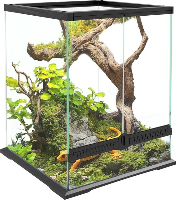 PawHut Glasterrarium Schwarz mit 120l Volumen, B/T/H: 45 x 45 x 60 cm - Bild 1