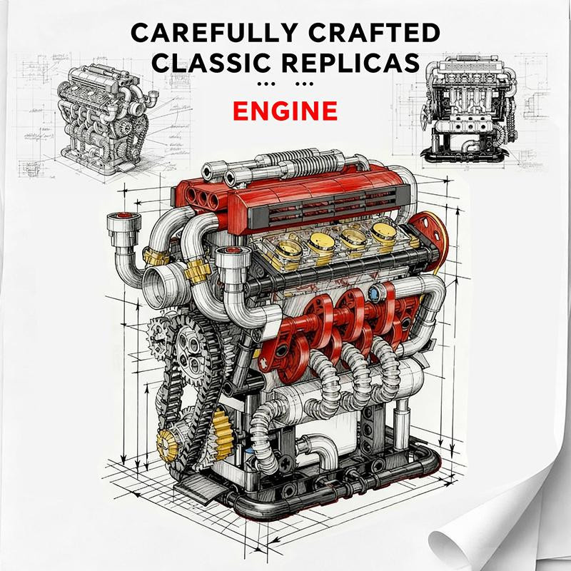 V8 Auto Motor, motorisiertes Simulationsmodell, Elektrisch Angetrieben, Bauspielzeug, 538 Teile, ab 14 Jahre - Bild 3