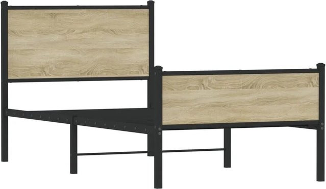 vidaXL Metallbett in Sonoma-Eiche ohne Matratze, B/T/H: 100 x 190 x 91,5 cm - Bild 1