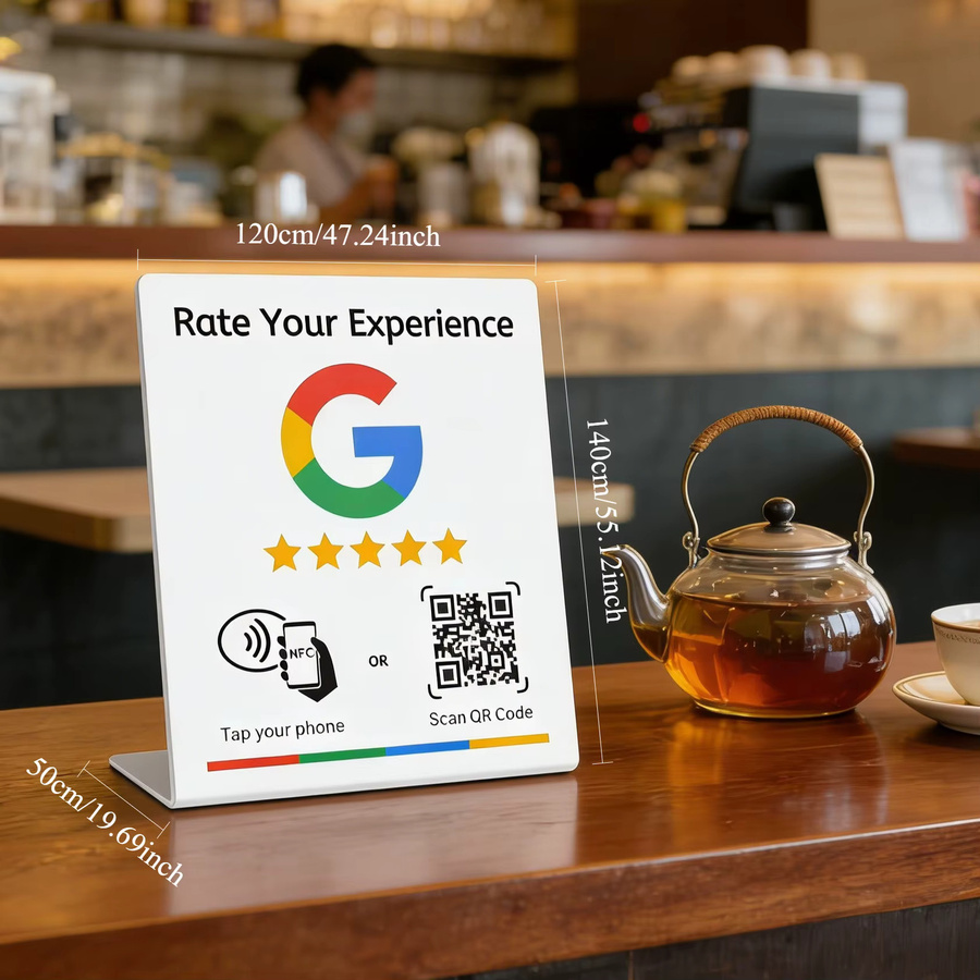 HACHANLUN NFC 215 Tischdisplay-Ständer mit programmierbarem QR-Code für Google-Bewertungen in Schwarz oder Weiß - Bild 2