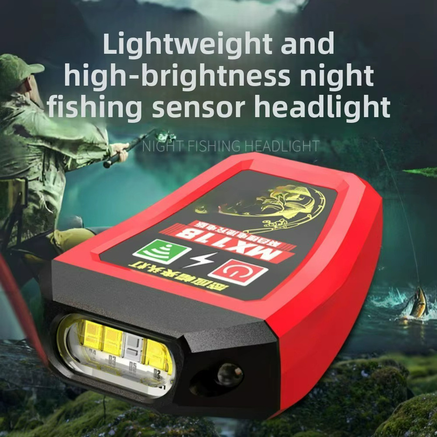 Wasserdichte multifunktionale Sensor-Stirnlampe mit Hutclip und wiederaufladbarem Akku in Rot - Bild 6