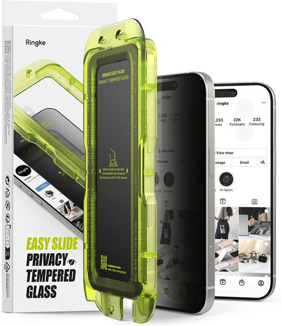 Ringke Easy Slide Privacy-Schutzfolie aus gehärtetem Glas für Apple iPhone 17 Air, 2er-Set, transparent - Bild 1