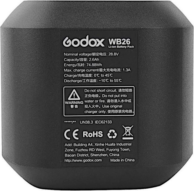 Godox WB26 Akku in Schwarz mit 2600 mAh und 74,88 Wh - Bild 1