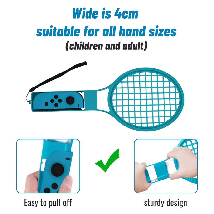 bibuks Tennisschläger Controller-Griffe für Nintendo Switch und Switch OLED in Blau und Rot - Bild 2