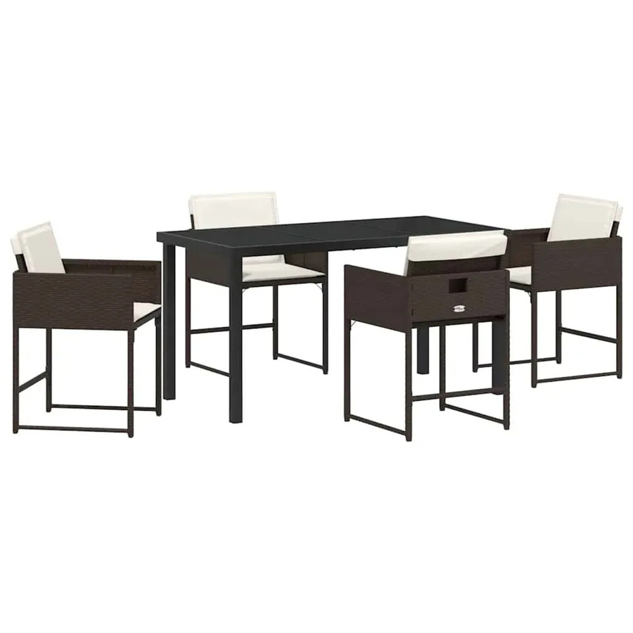 vidaXL Garten Essgruppe aus Poly-Rattan in Braun mit 5 Teilen und Sicherheitsglas - Bild 2