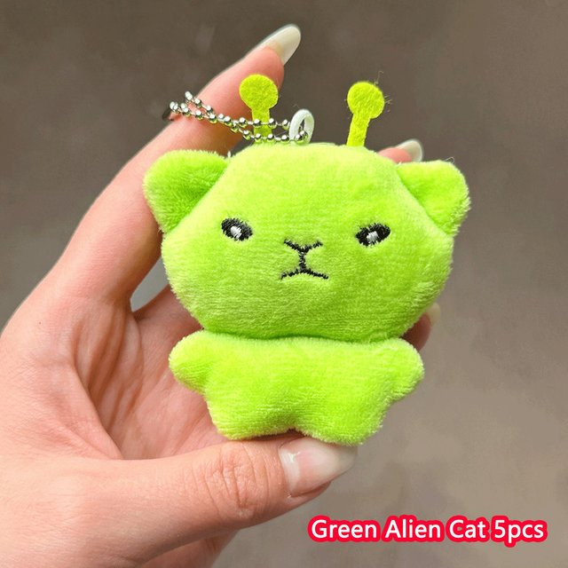 Anhänger Grüner Alien-Katzen-Plüsch, Unisex - Bild 1
