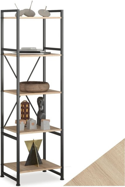 tectake Regal Manchester Industrial Style aus Holz und Stahl mit 5 Ebenen in Eiche Sonoma, B/T/H: 47,5 x 34,5 x 151,5 cm - Bild 1