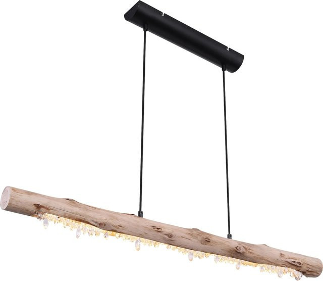 Globo LED-Pendelleuchte Felicitas in Natur und Schwarz aus Holz und Metall B/H/T: 100 x 150 x 8 cm - Bild 1
