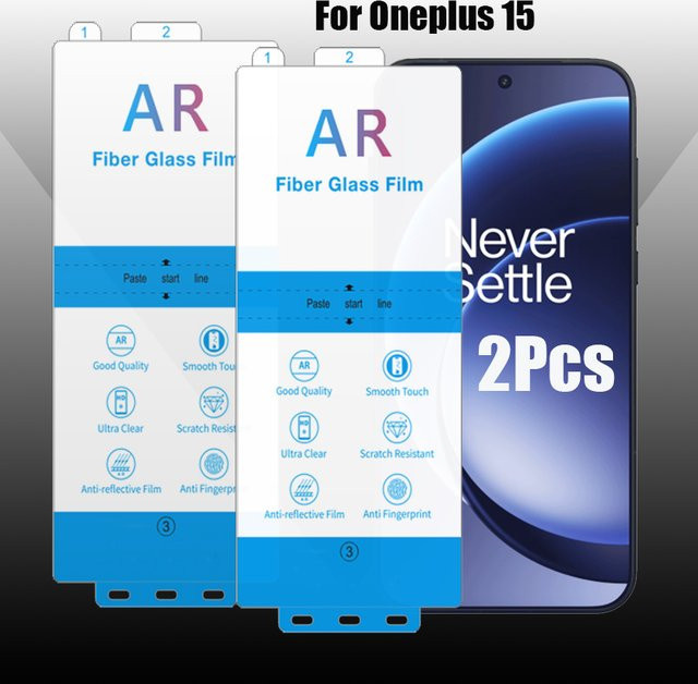 2 Stück AR Anti-Reflection Frontscreen-Schutzfolie für OnePlus 15, transparent, inklusive Installationswerkzeug - Bild 1