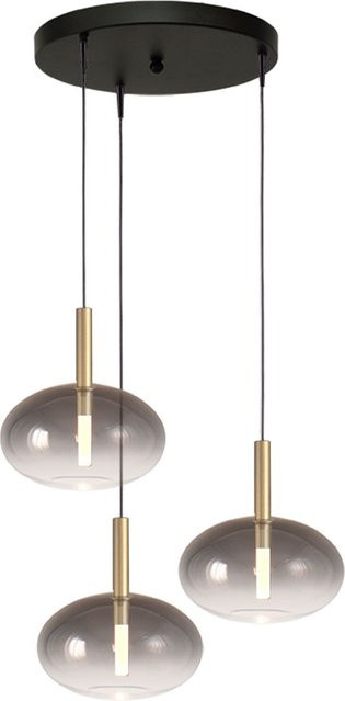 Masterlight Lido LED-Pendelleuchte 3-flammig rund mit Glas in Rauch und Gold matt - Bild 1