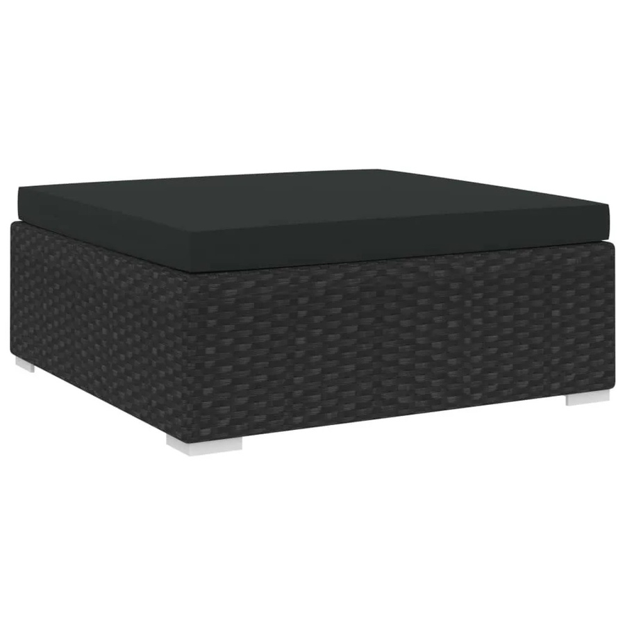 vidaXL Modular-Fußhocker aus Poly-Rattan mit Kissen in Schwarz - Bild 2