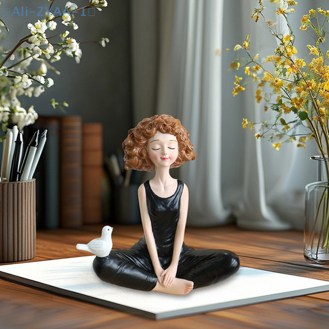 JETTING Yoga-Mädchen Kunstskulptur aus Kunstharz in Schwarz als Deko-Figur für dein Zuhause - Bild 1