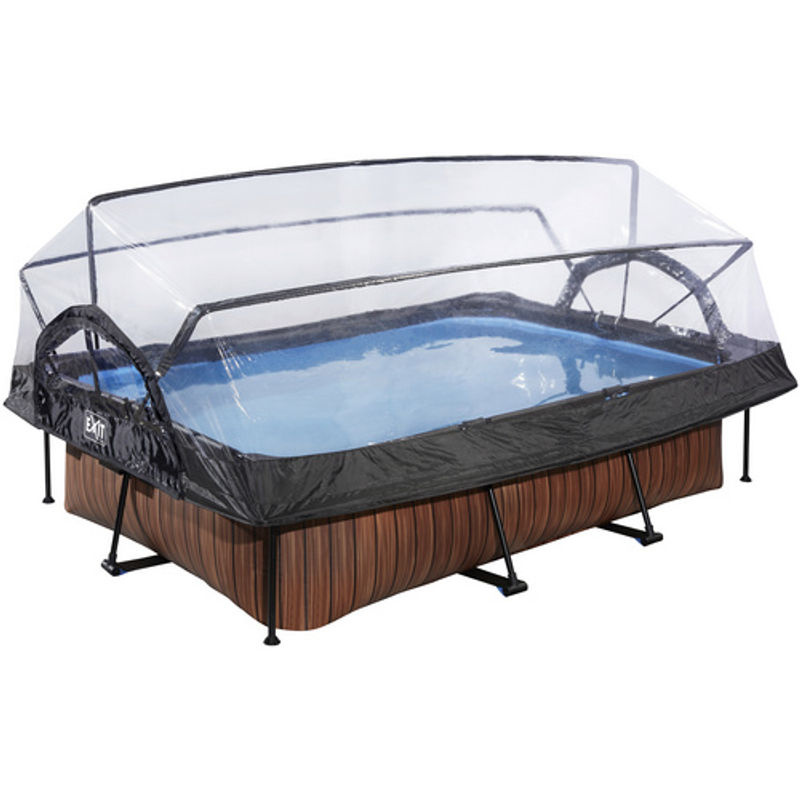 EXIT Wood Pool Braun mit Abdeckung und Filterpumpe B/T/H: 300 x 200 x 65 cm - Bild 5