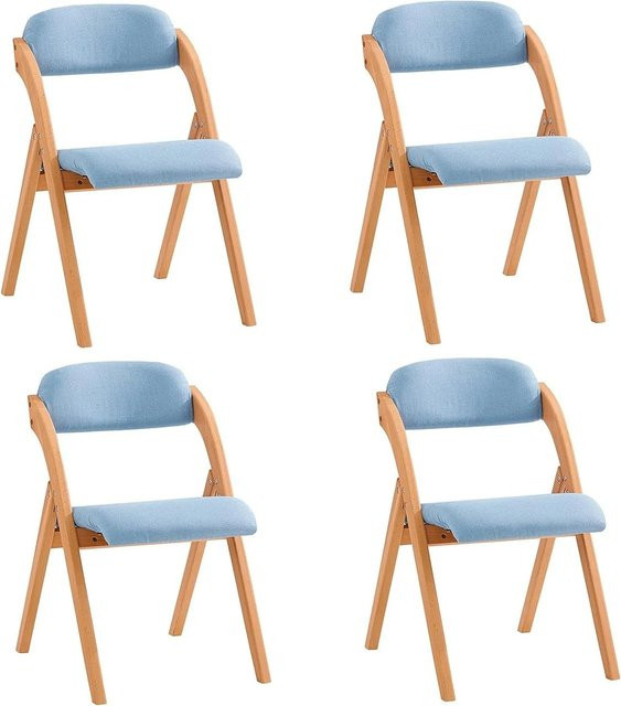 SoBuy 4er Set Esszimmerstühle Klappstühle Polsterstühle mit Lehne in Blau, stapelbar, B/T/H: 44 x 41 x 77 cm (pro Stuhl) - Bild 1