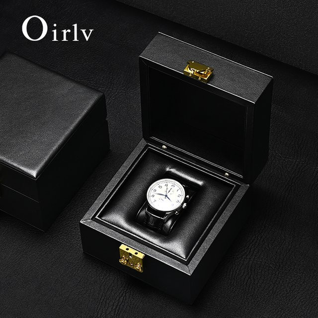 Oirlv Uhrenbox aus PU Leder in Schwarz als Luxus Organizer und Display Box für Armbanduhren - Bild 1